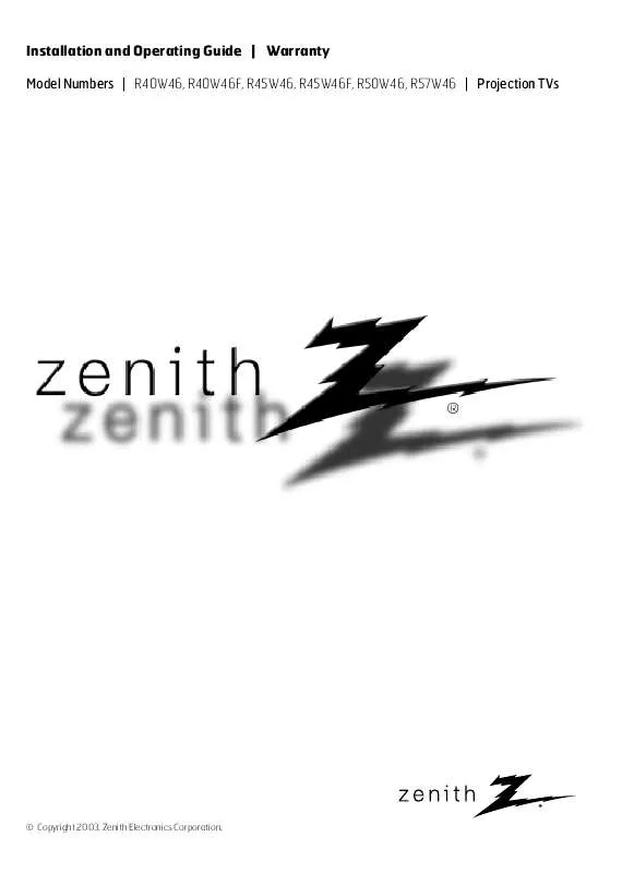 Mode d'emploi ZENITH R50W46