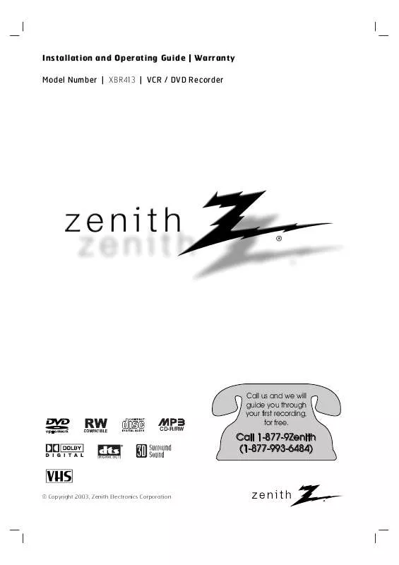 Mode d'emploi ZENITH XBR413
