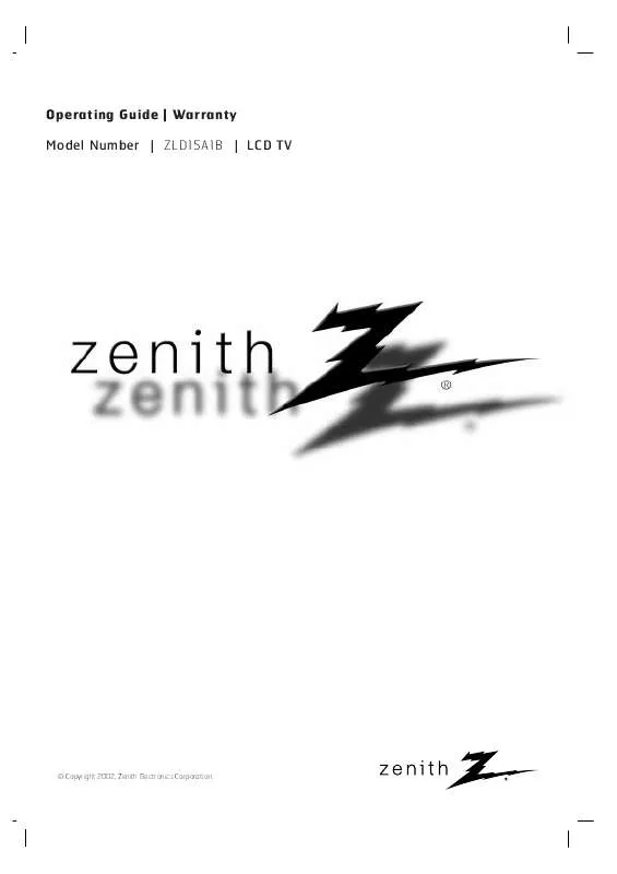 Mode d'emploi ZENITH ZLD15A1B
