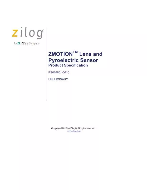 Mode d'emploi ZILOG ZMOTION LENS