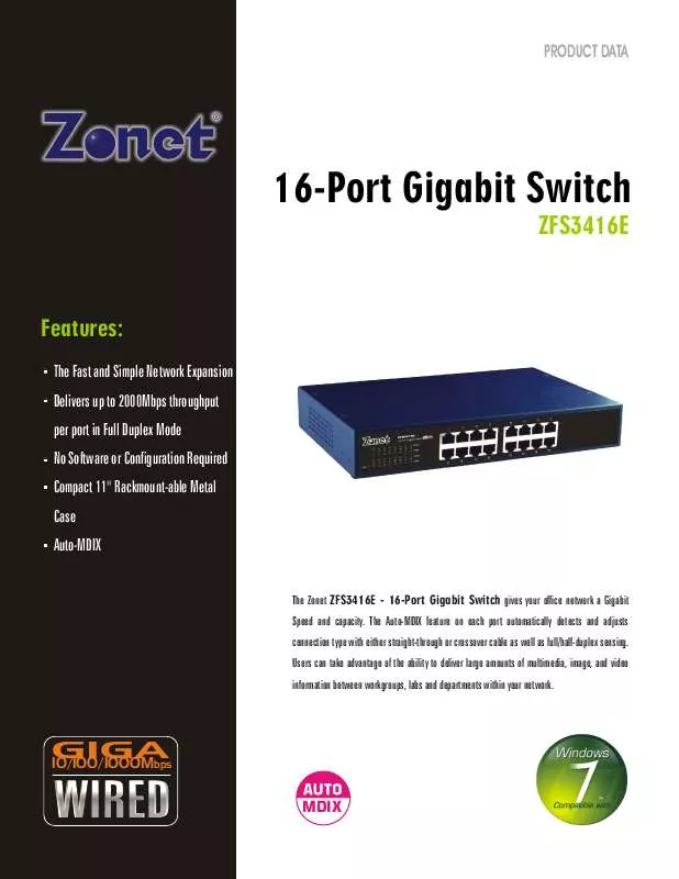 Mode d'emploi ZONET ZFS3416E
