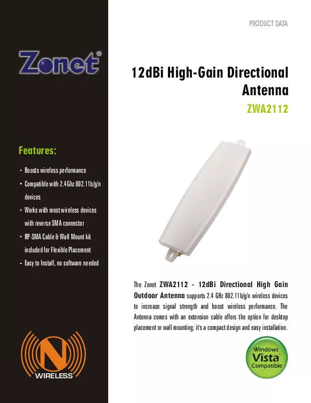 Mode d'emploi ZONET ZWA2112