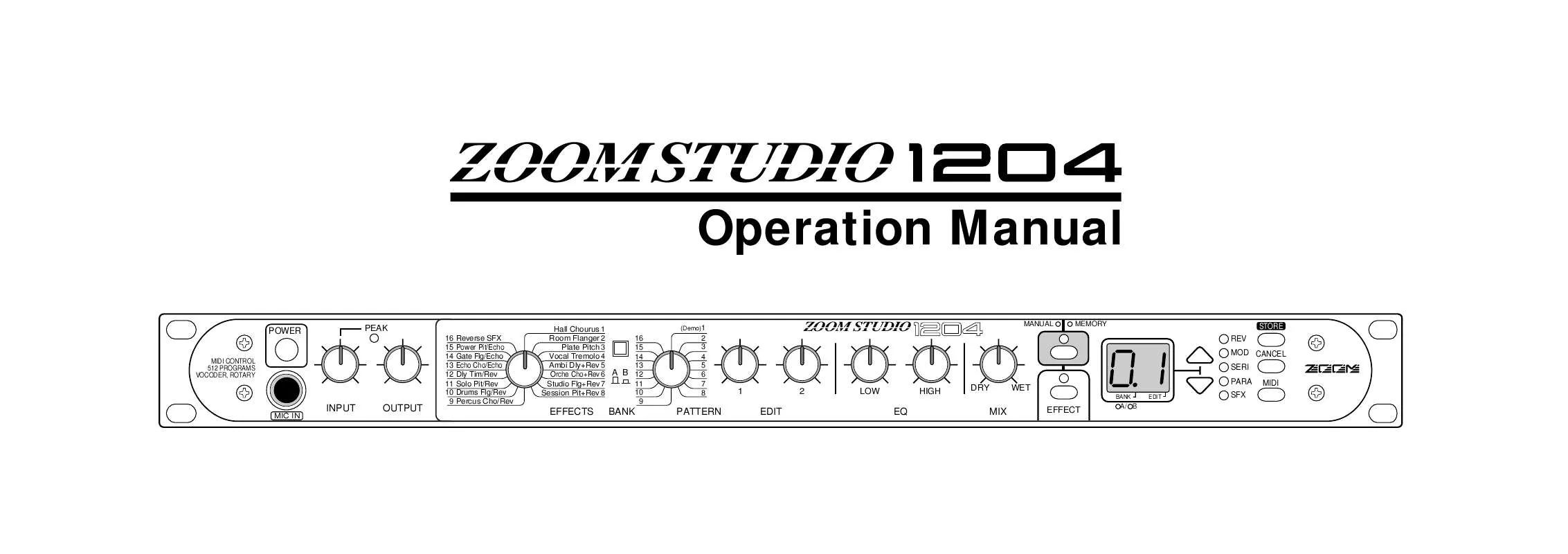 Mode d'emploi ZOOM 1204