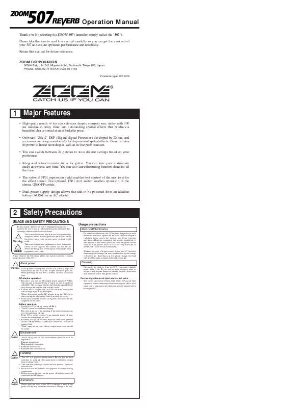 Mode d'emploi ZOOM 507