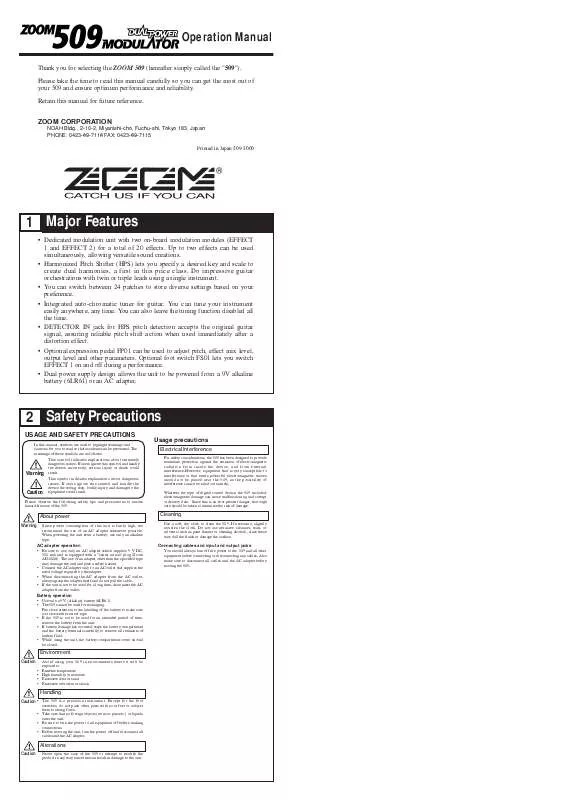 Mode d'emploi ZOOM 509 MODULATOR