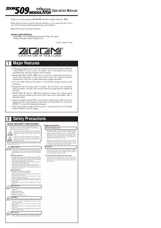 Mode d'emploi ZOOM 509