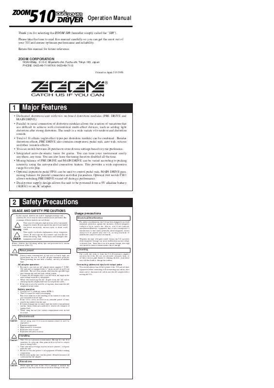 Mode d'emploi ZOOM 510