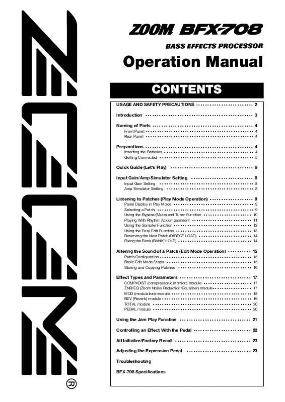 Mode d'emploi ZOOM BFX-708