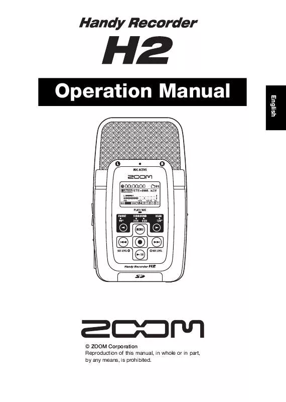 Mode d'emploi ZOOM H2