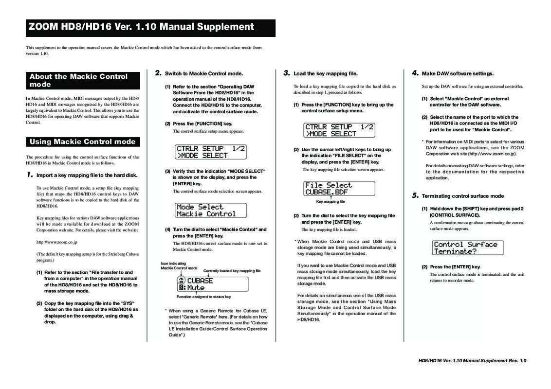 Mode d'emploi ZOOM MACKIE