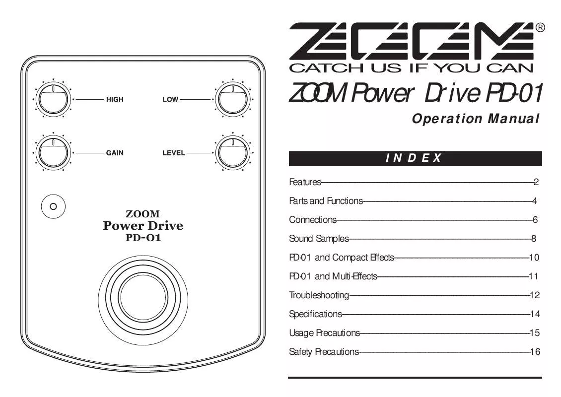 Mode d'emploi ZOOM PD-01