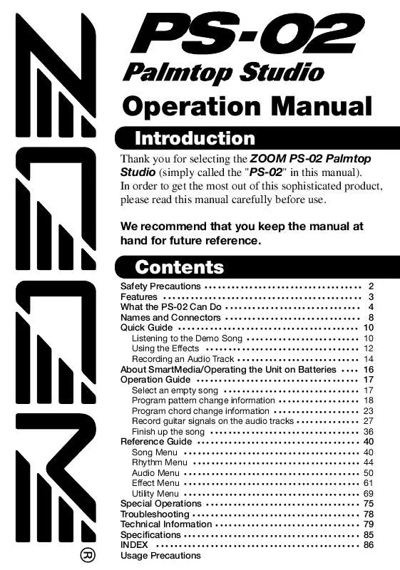 Mode d'emploi ZOOM PS-02