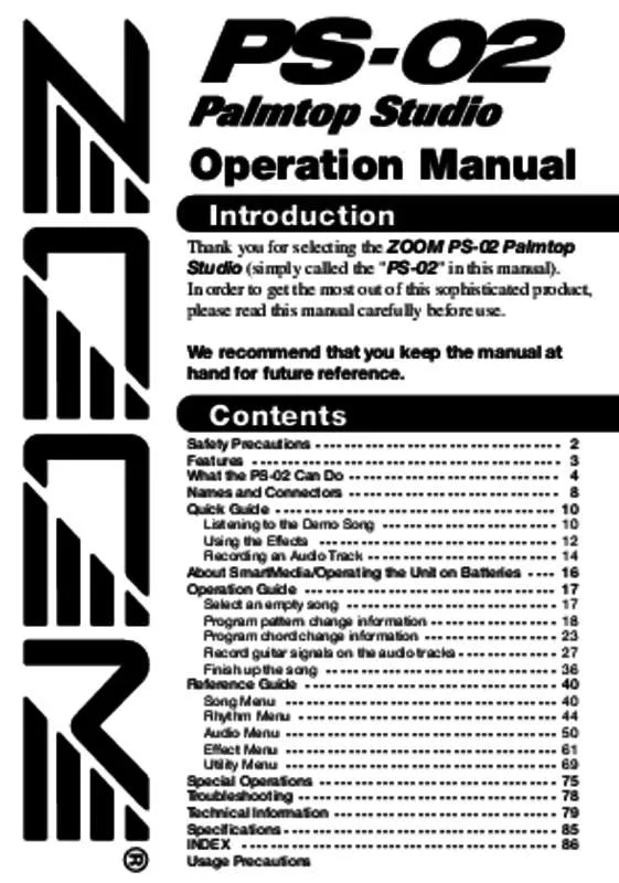 Mode d'emploi ZOOM PS02