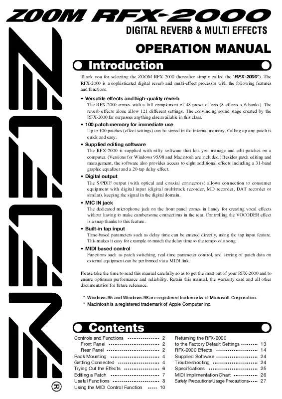 Mode d'emploi ZOOM RFX-2000