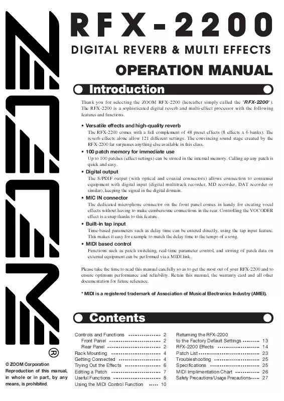 Mode d'emploi ZOOM RFX-2200