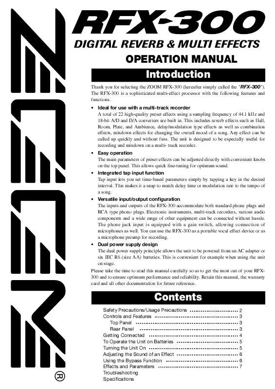 Mode d'emploi ZOOM RFX-300