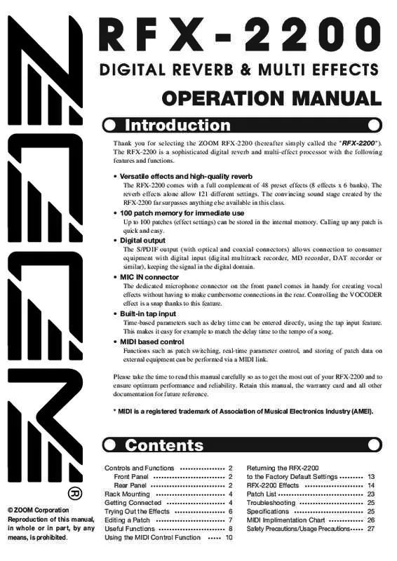 Mode d'emploi ZOOM RFX2200