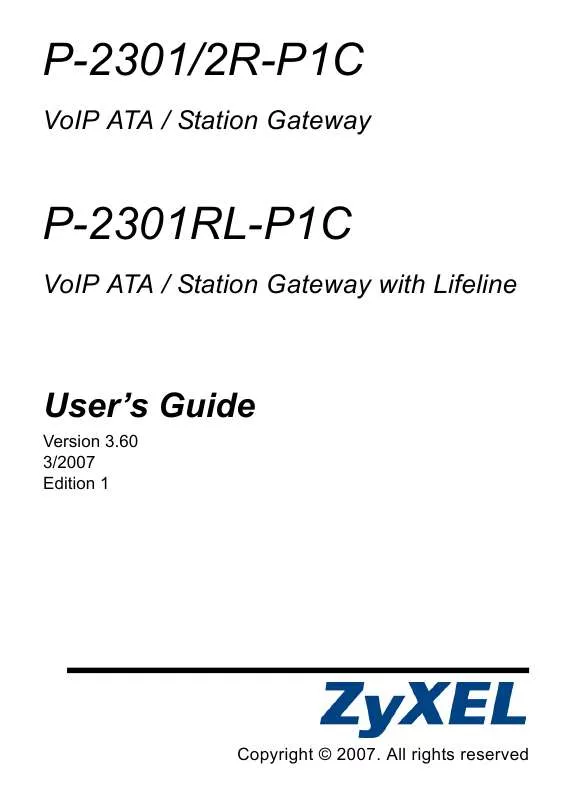 Mode d'emploi ZYXEL P-2301R-P1C