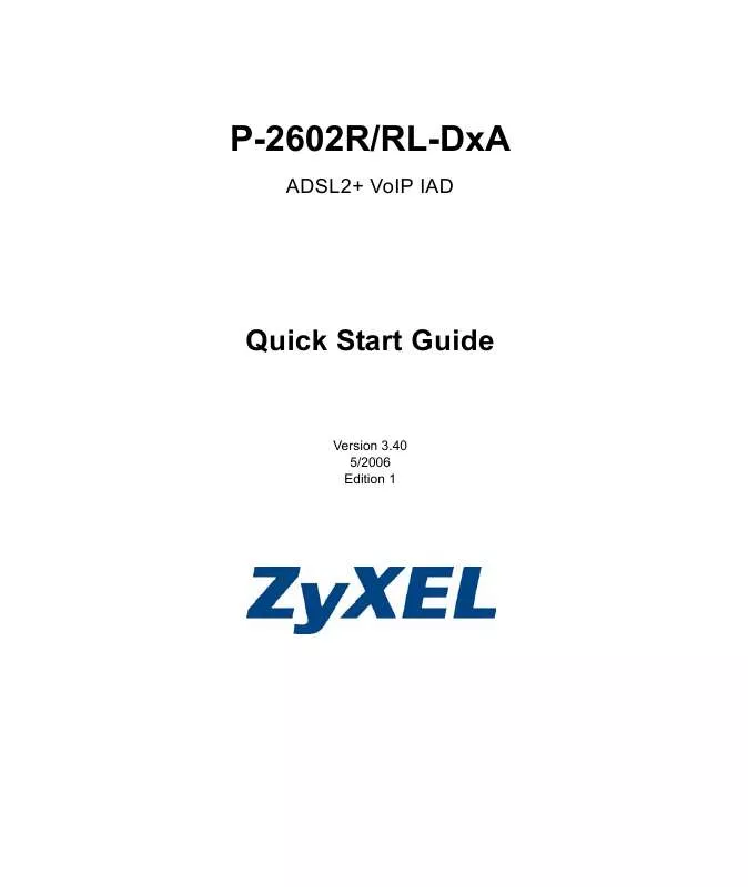 Mode d'emploi ZYXEL P-2602R-D