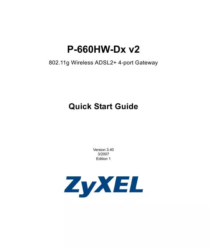 Mode d'emploi ZYXEL P-660HW-DX V2