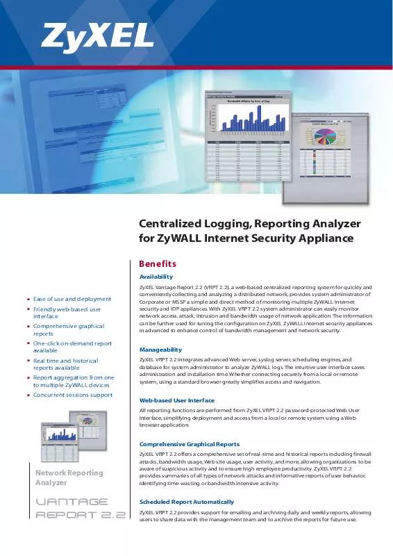 Mode d'emploi ZYXEL VANTAGE REPORT 2.2